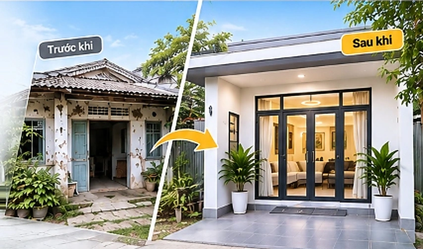 So sánh Trước khi và Sau khi cải tạo nhà cấp 4 Tân Vũ Phát